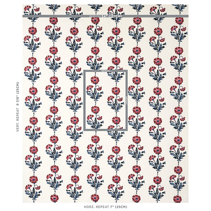 SCHUMACHER FABRIC  MOLLY MAHON DIANTHUS HAND BLOCK PRINT   INDIGO & IRON   - 179741