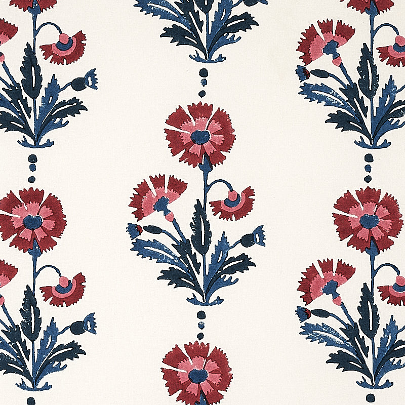 SCHUMACHER FABRIC  MOLLY MAHON DIANTHUS HAND BLOCK PRINT   INDIGO & IRON   - 179741