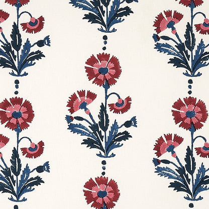 SCHUMACHER FABRIC  MOLLY MAHON DIANTHUS HAND BLOCK PRINT   INDIGO & IRON   - 179741