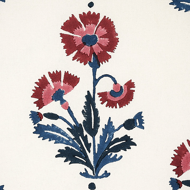 SCHUMACHER FABRIC  MOLLY MAHON DIANTHUS HAND BLOCK PRINT   INDIGO & IRON   - 179741