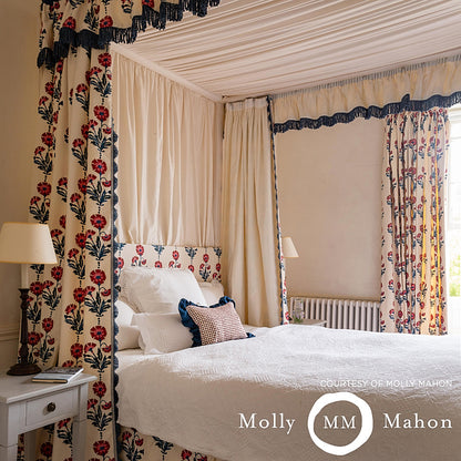 SCHUMACHER FABRIC  MOLLY MAHON DIANTHUS HAND BLOCK PRINT   INDIGO & IRON   - 179741