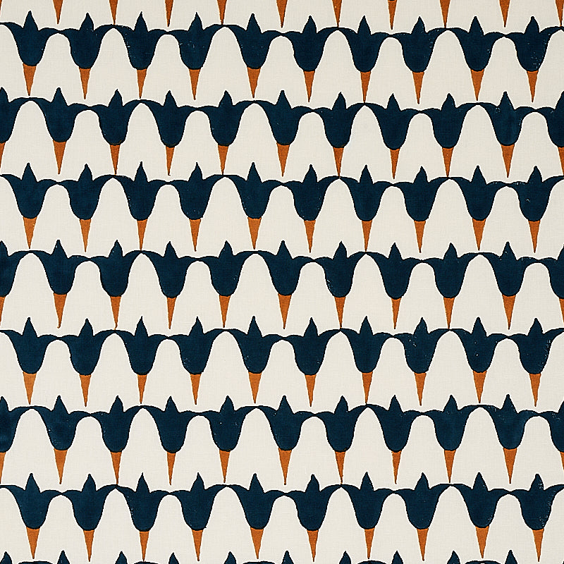 SCHUMACHER  MOLLY MAHON TULIP HAND BLOCK PRINTS PRINTS MIDNIGHT , COPPER   - 179822