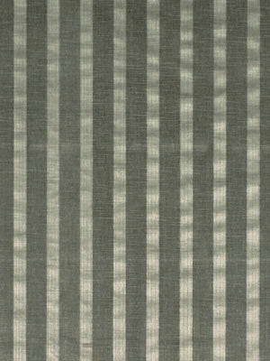 Pistachio green upholstery fabric with vertical stripes in dark and light tones and a textured weave.