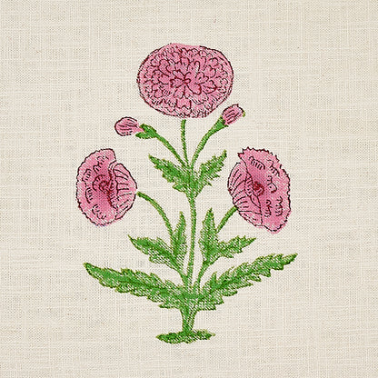 SCHUMACHER FABRIC  MOLLY MAHON POPPY HAND BLOCK PRINT   ROSE & GRASS   - 179842