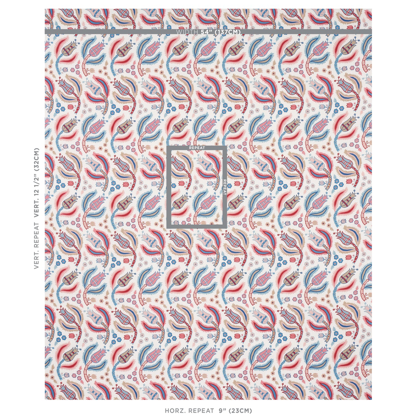 SCHUMACHER  EAST MEETS WEST MALABAR VINE PRINTS PRINTS SKY , ROSE   - 179851