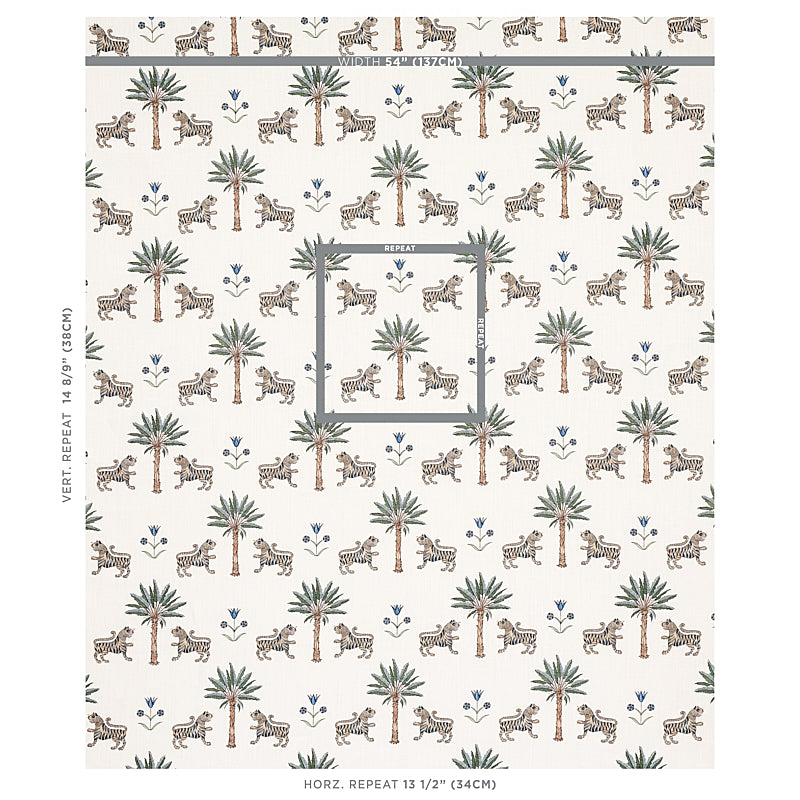 SCHUMACHER FABRIC  MYSTIQUE TIGER PALM   DELFT   - 179931