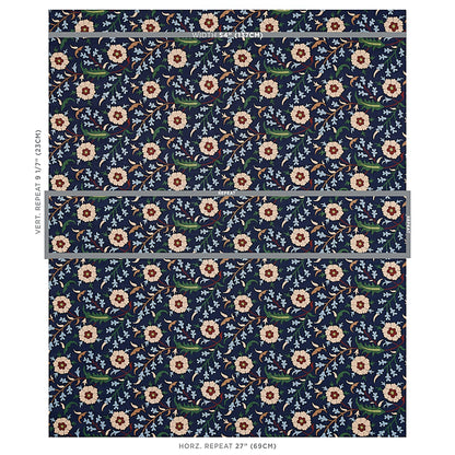 SCHUMACHER FABRIC  CABANA FLORALIA   INDIGO   - 179951