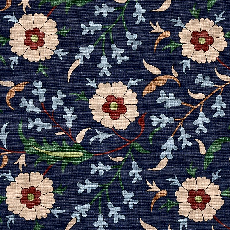 SCHUMACHER FABRIC  CABANA FLORALIA   INDIGO   - 179951