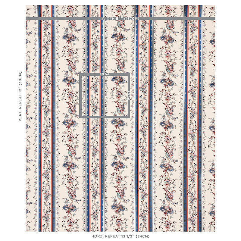 SCHUMACHER  CABANA ELENA PAISLEY STRIPE PRINTS PRINTS BLUE   - 179980