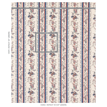 SCHUMACHER  CABANA ELENA PAISLEY STRIPE PRINTS PRINTS BLUE   - 179980