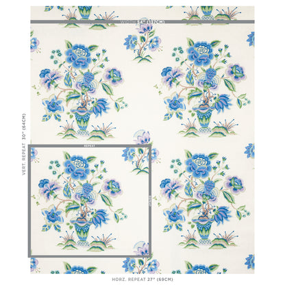 SCHUMACHER FABRIC  SCHUMACHER FABRIC CLASSICS ASHFORD LINEN   CORNFLOWER AND LILAC   - 180041