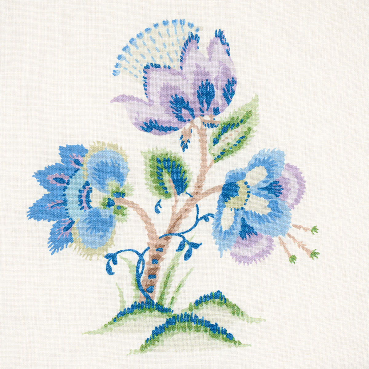 SCHUMACHER FABRIC  SCHUMACHER FABRIC CLASSICS ASHFORD LINEN   CORNFLOWER AND LILAC   - 180041