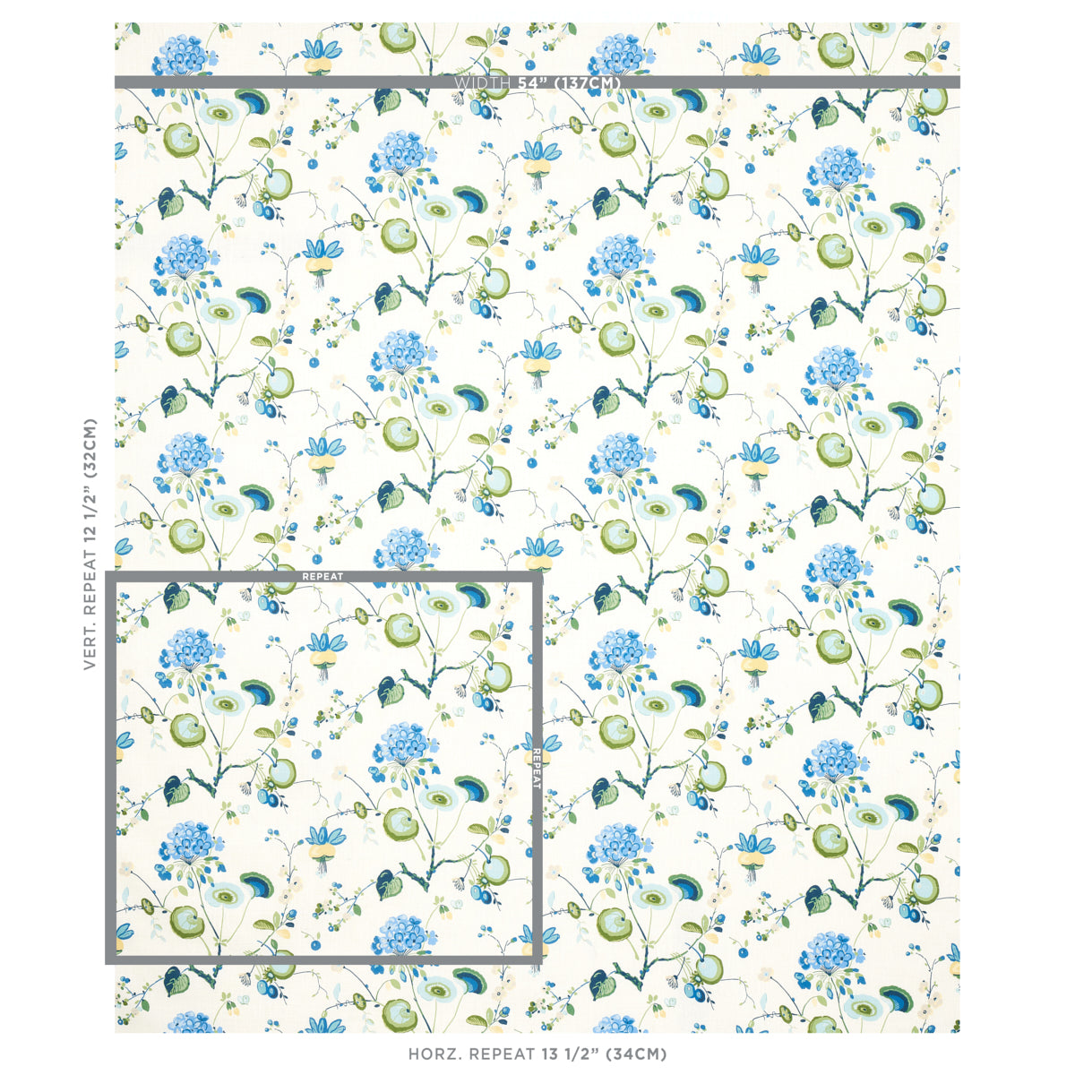 SCHUMACHER  SCHUMACHER CLASSICS VASILY LINEN PRINTS PRINTS GREEN AND BLUE   - 180081