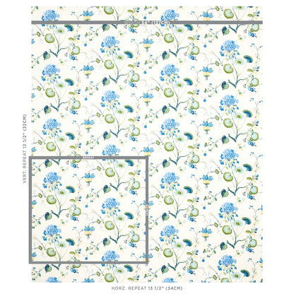 SCHUMACHER  SCHUMACHER CLASSICS VASILY LINEN PRINTS PRINTS GREEN AND BLUE   - 180081