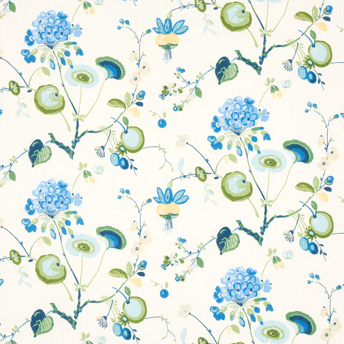SCHUMACHER  SCHUMACHER CLASSICS VASILY LINEN PRINTS PRINTS GREEN AND BLUE   - 180081