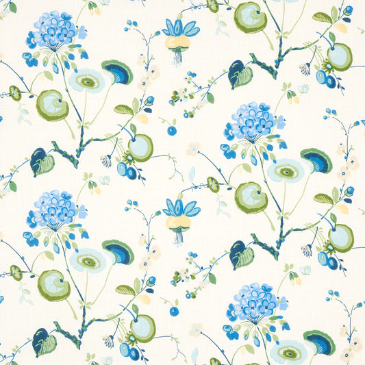 SCHUMACHER  SCHUMACHER CLASSICS VASILY LINEN PRINTS PRINTS GREEN AND BLUE   - 180081