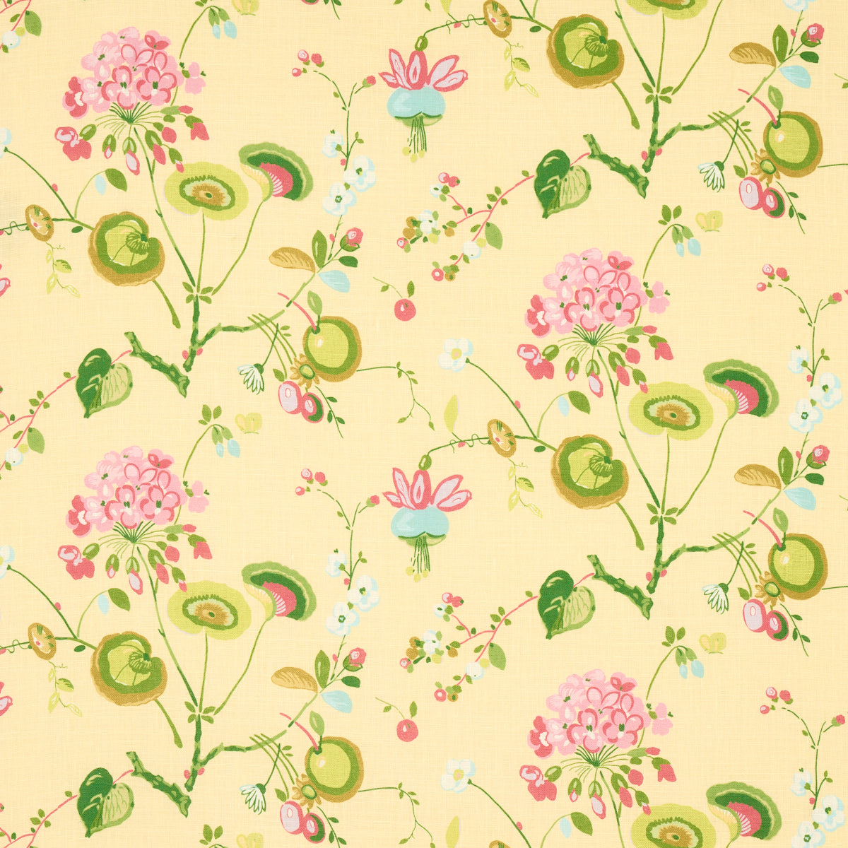 SCHUMACHER  SCHUMACHER CLASSICS VASILY LINEN PRINTS PRINTS GREEN AND YELLOW   - 180082