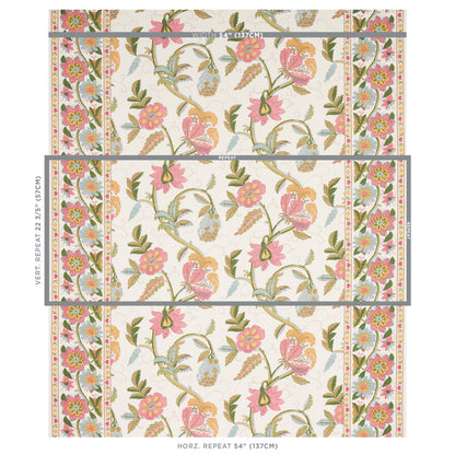 SCHUMACHER  SCHUMACHER CLASSICS INDALI BORDERED LINEN   Pink And Leaf   - 180111