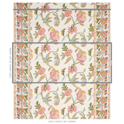 SCHUMACHER  SCHUMACHER CLASSICS INDALI BORDERED LINEN   Pink And Leaf   - 180111