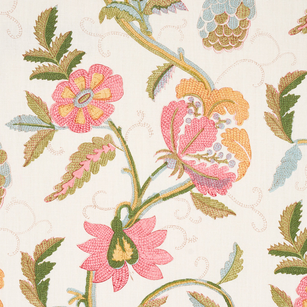 SCHUMACHER  SCHUMACHER CLASSICS INDALI BORDERED LINEN   Pink And Leaf   - 180111
