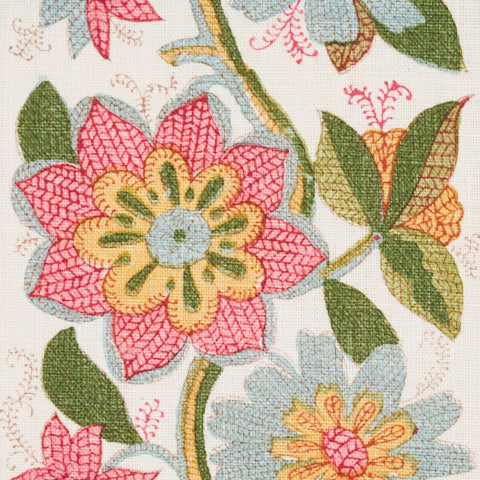 SCHUMACHER  SCHUMACHER CLASSICS INDALI BORDERED LINEN   Pink And Leaf   - 180111