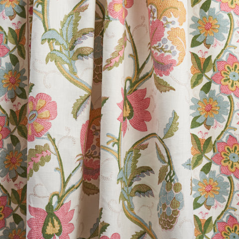 SCHUMACHER  SCHUMACHER CLASSICS INDALI BORDERED LINEN   Pink And Leaf   - 180111