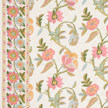 SCHUMACHER  SCHUMACHER CLASSICS INDALI BORDERED LINEN   Pink And Leaf   - 180111