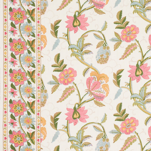 SCHUMACHER  SCHUMACHER CLASSICS INDALI BORDERED LINEN   Pink And Leaf   - 180111