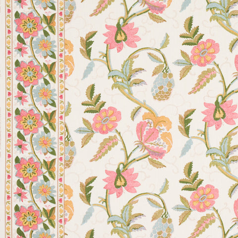 SCHUMACHER  SCHUMACHER CLASSICS INDALI BORDERED LINEN   Pink And Leaf   - 180111