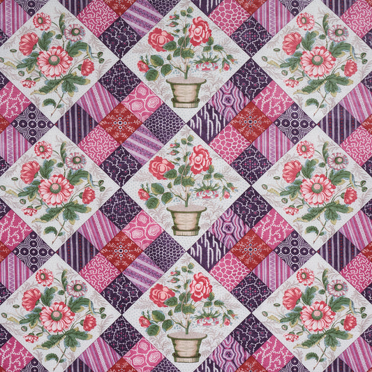 SCHUMACHER  SCHUMACHER CLASSICS CALDWELL PATCHWORK CHINTZ PRINTS PRINTS FUCHSIA AND PLUM   - 180121