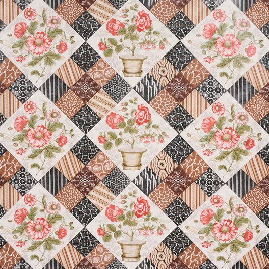 SCHUMACHER  SCHUMACHER CLASSICS CALDWELL PATCHWORK CHINTZ PRINTS PRINTS ROSE AND CHOCOLATE   - 180122