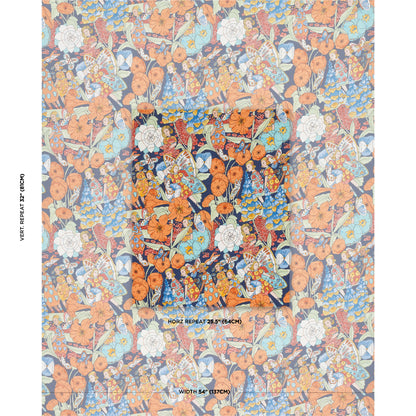 SCHUMACHER  CLEMENTS RIBEIRO FAIRIE GARDEN PRINTS PRINTS ORANGE AND NAVY   - 180141