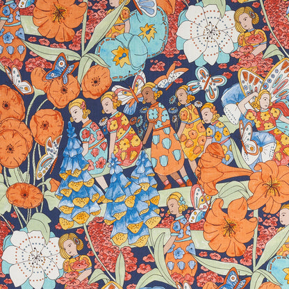 SCHUMACHER  CLEMENTS RIBEIRO FAIRIE GARDEN PRINTS PRINTS ORANGE AND NAVY   - 180141