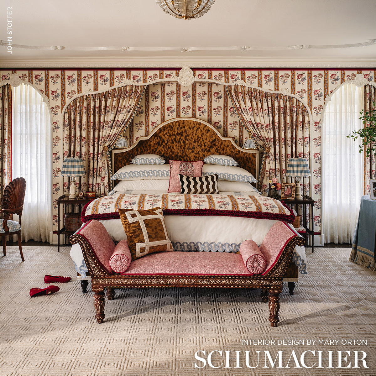 SCHUMACHER  WILLIAMSBURG ARIANA FLORAL STRIPE   Document   - 180240