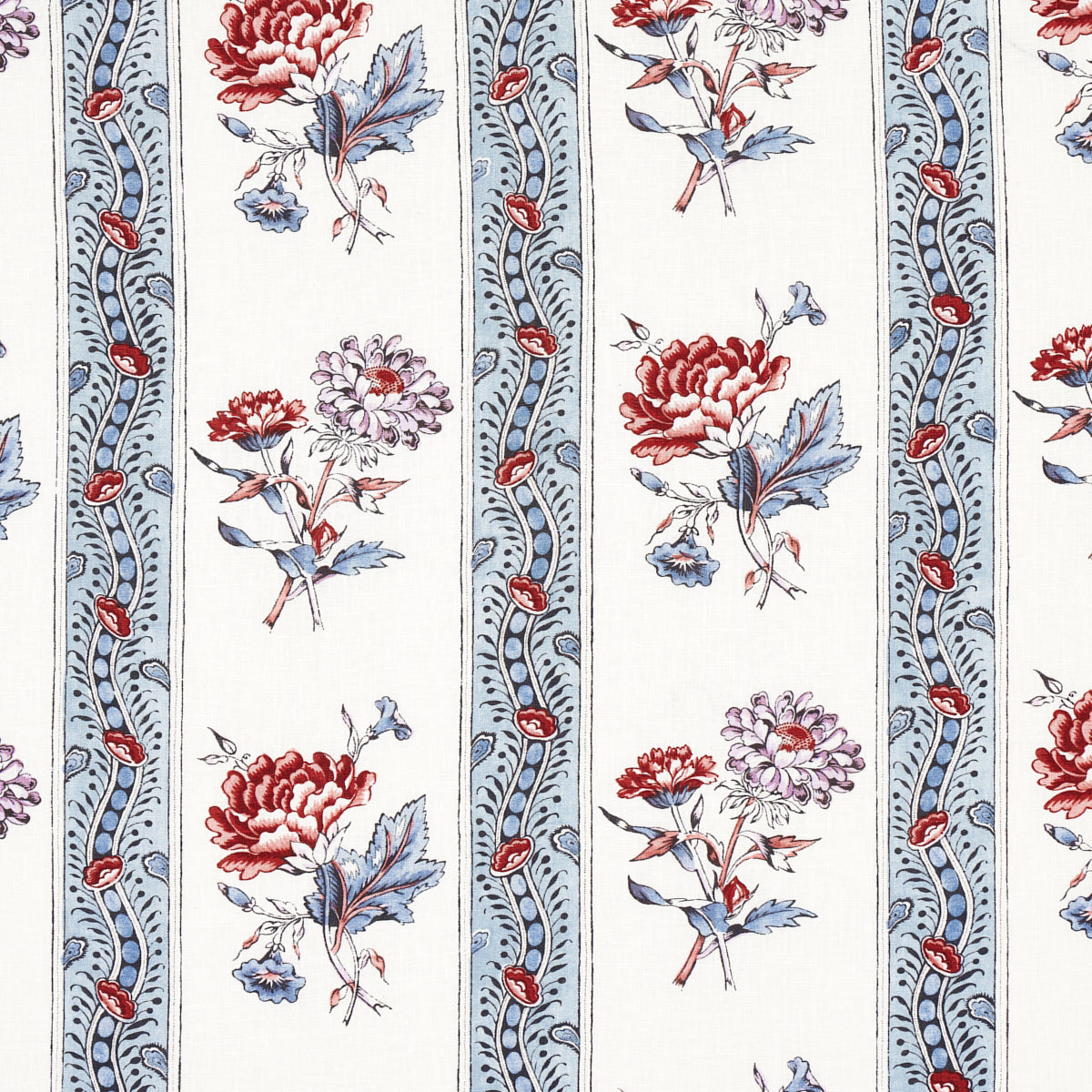SCHUMACHER  WILLIAMSBURG ARIANA FLORAL STRIPE   Pearlware Blue   - 180241