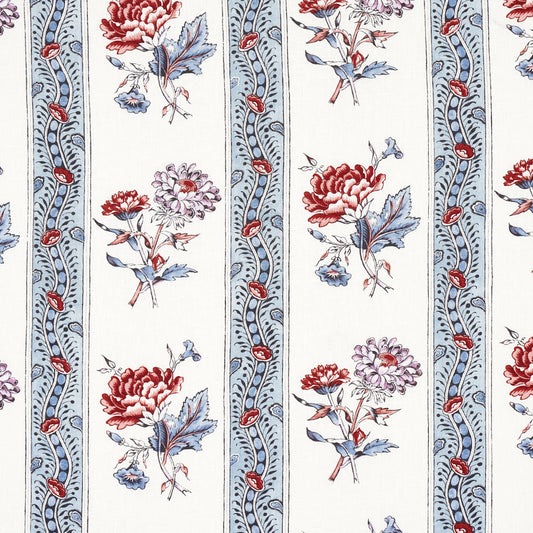 SCHUMACHER  WILLIAMSBURG ARIANA FLORAL STRIPE   Pearlware Blue   - 180241