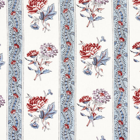 SCHUMACHER  WILLIAMSBURG ARIANA FLORAL STRIPE   Pearlware Blue   - 180241