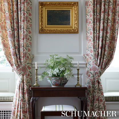 SCHUMACHER FABRIC  WILLIAMSBURG LAFAYETTE BOTANICAL   ROSSO ANTICO   - 180252