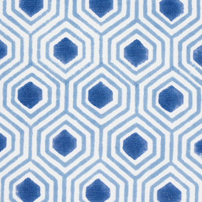 Rectangular light-blue textile with pale center and blue zigzag border on both sides; soft fabric, decorative throw or towel.