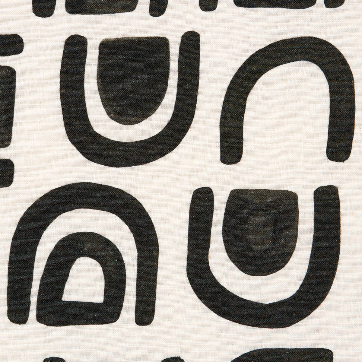 SCHUMACHER  NEW WAVE: BLACK & WHITE THRESHOLD PRINTED LINEN PRINTS PRINTS CARBON   - 180421