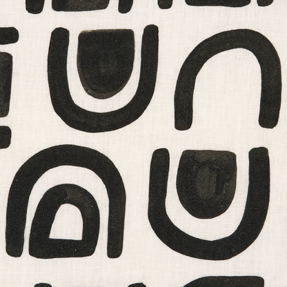 SCHUMACHER  NEW WAVE: BLACK & WHITE THRESHOLD PRINTED LINEN PRINTS PRINTS CARBON   - 180421