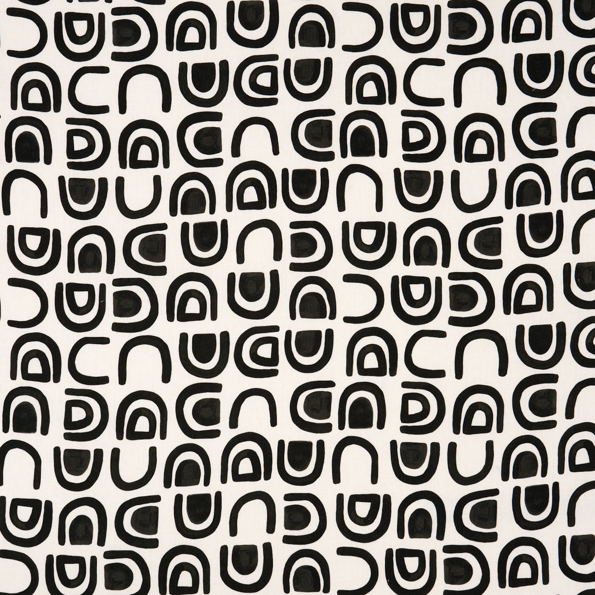 SCHUMACHER  NEW WAVE: BLACK & WHITE THRESHOLD PRINTED LINEN PRINTS PRINTS CARBON   - 180421