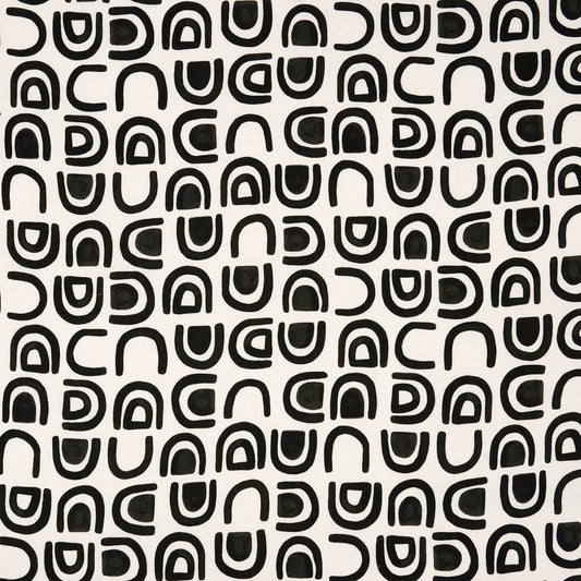 SCHUMACHER  NEW WAVE: BLACK & WHITE THRESHOLD PRINTED LINEN PRINTS PRINTS CARBON   - 180421