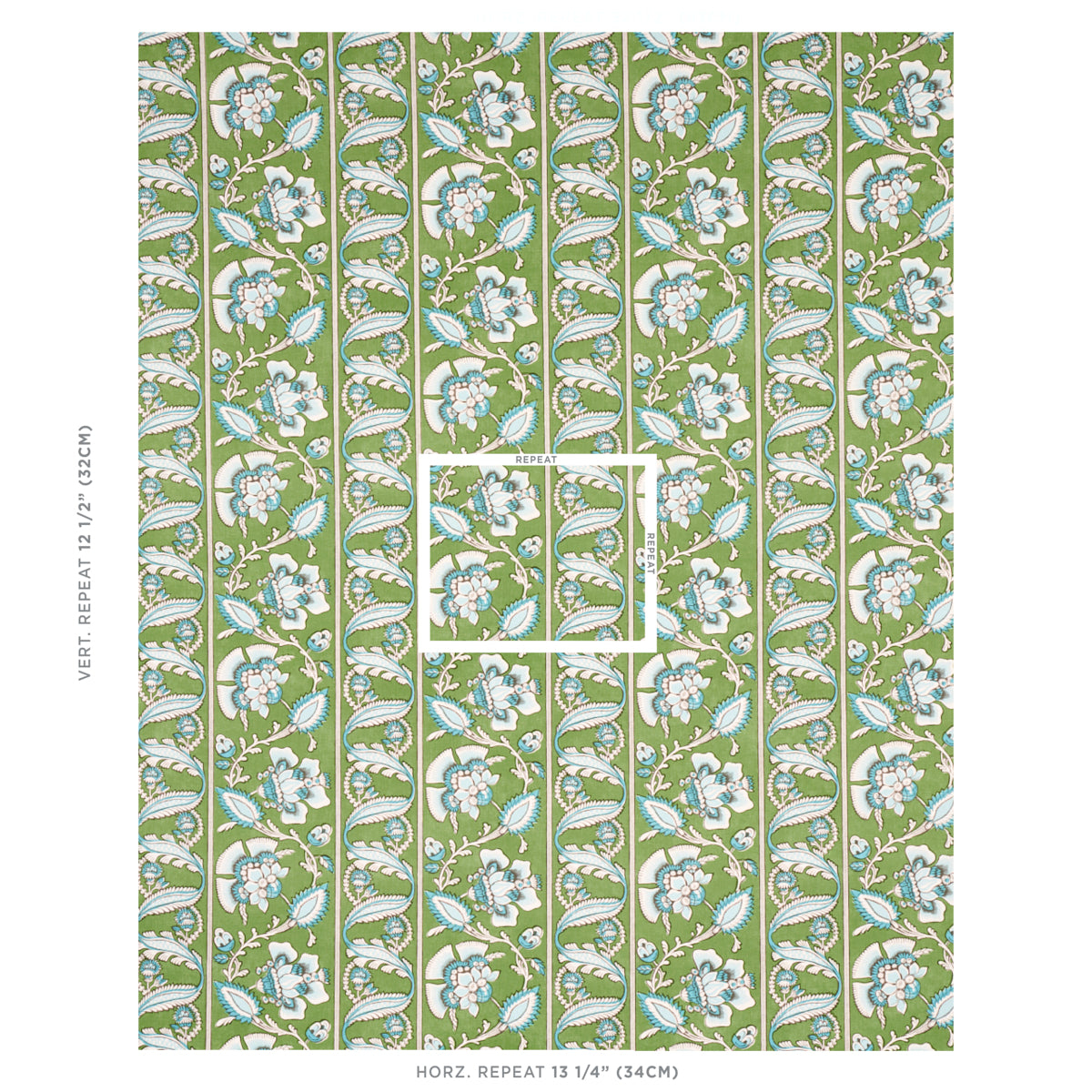 SCHUMACHER  NEW TRADITIONAL: PROVEN??AL MARIELLE VINE PRINTS PRINTS GREEN , PEACOCK   - 180531