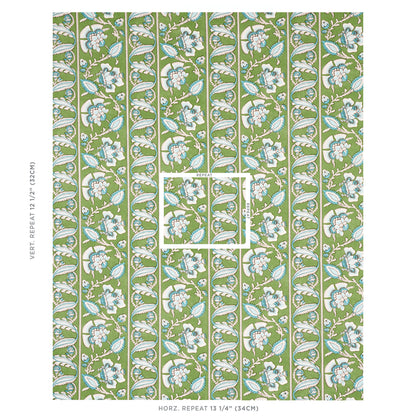 SCHUMACHER  NEW TRADITIONAL: PROVEN??AL MARIELLE VINE PRINTS PRINTS GREEN , PEACOCK   - 180531