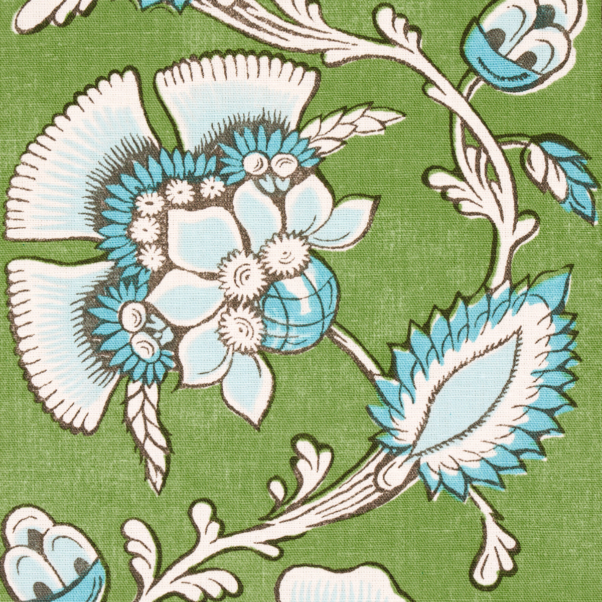 SCHUMACHER  NEW TRADITIONAL: PROVEN??AL MARIELLE VINE PRINTS PRINTS GREEN , PEACOCK   - 180531