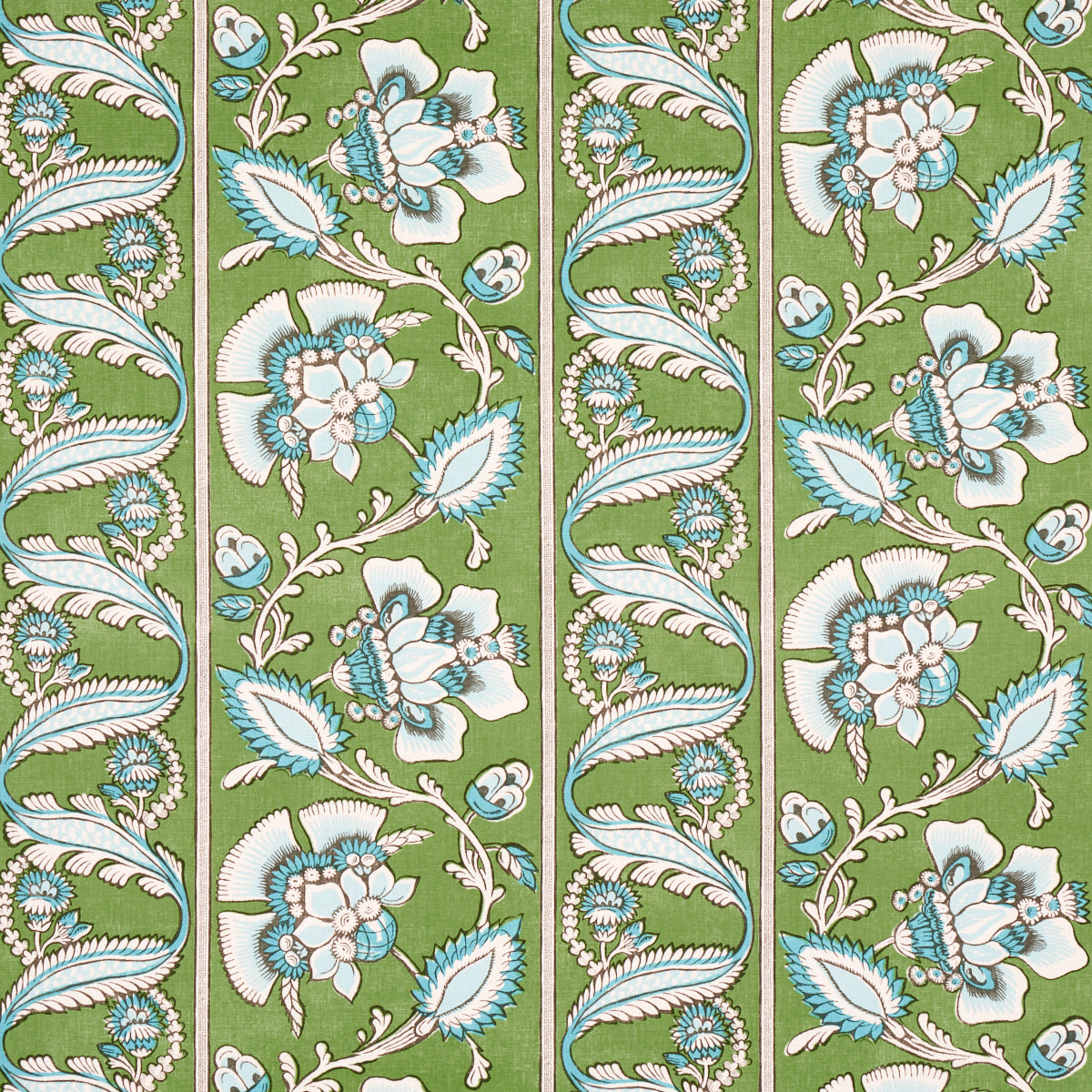 SCHUMACHER  NEW TRADITIONAL: PROVEN??AL MARIELLE VINE PRINTS PRINTS GREEN , PEACOCK   - 180531