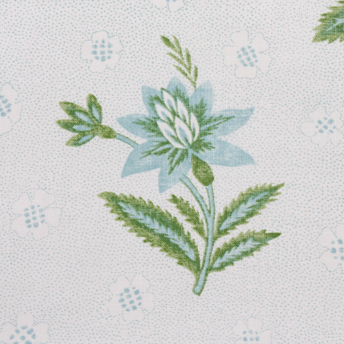 SCHUMACHER FABRIC  NEW TRADITIONAL: PROVEN?????AL COLLINE   LEAF & AQUA   - 180540