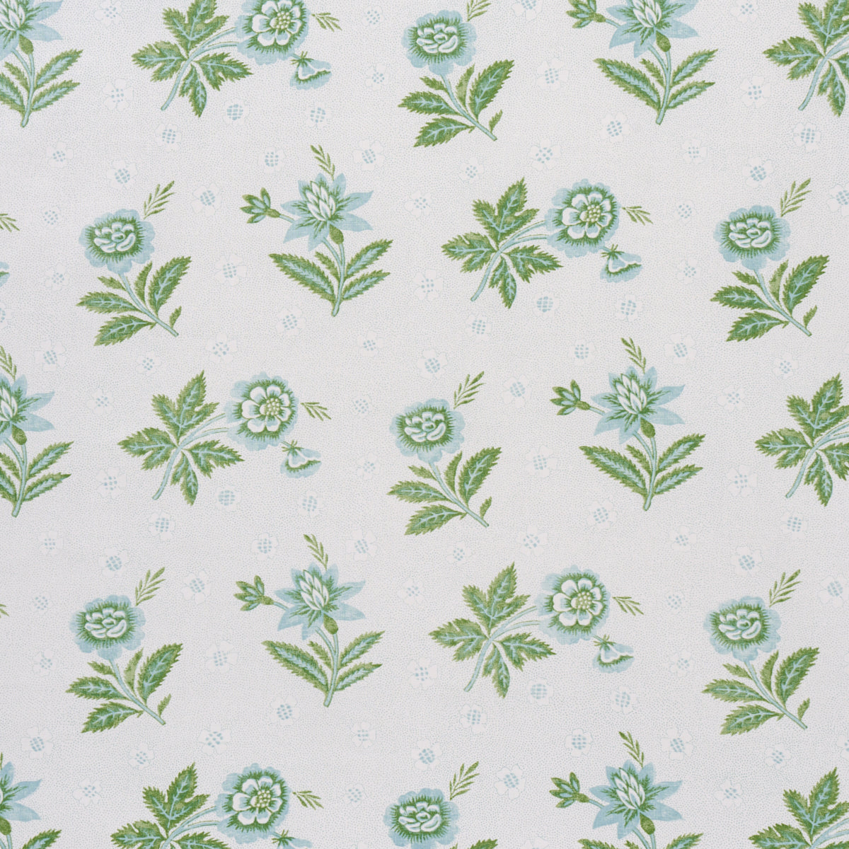 SCHUMACHER FABRIC  NEW TRADITIONAL: PROVEN?????AL COLLINE   LEAF & AQUA   - 180540
