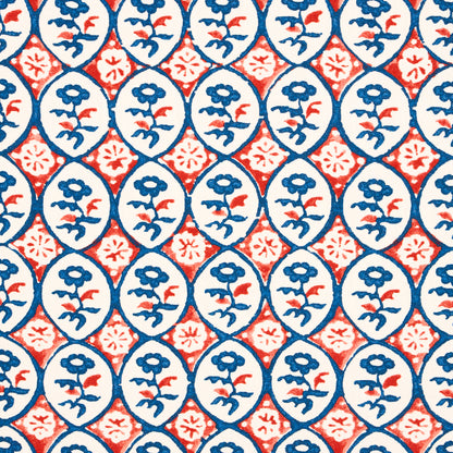 SCHUMACHER  NEW TRADITIONAL: PROVEN??AL JOSIANE FLORAL PRINTS PRINTS ROUGE , NAVY   - 180600